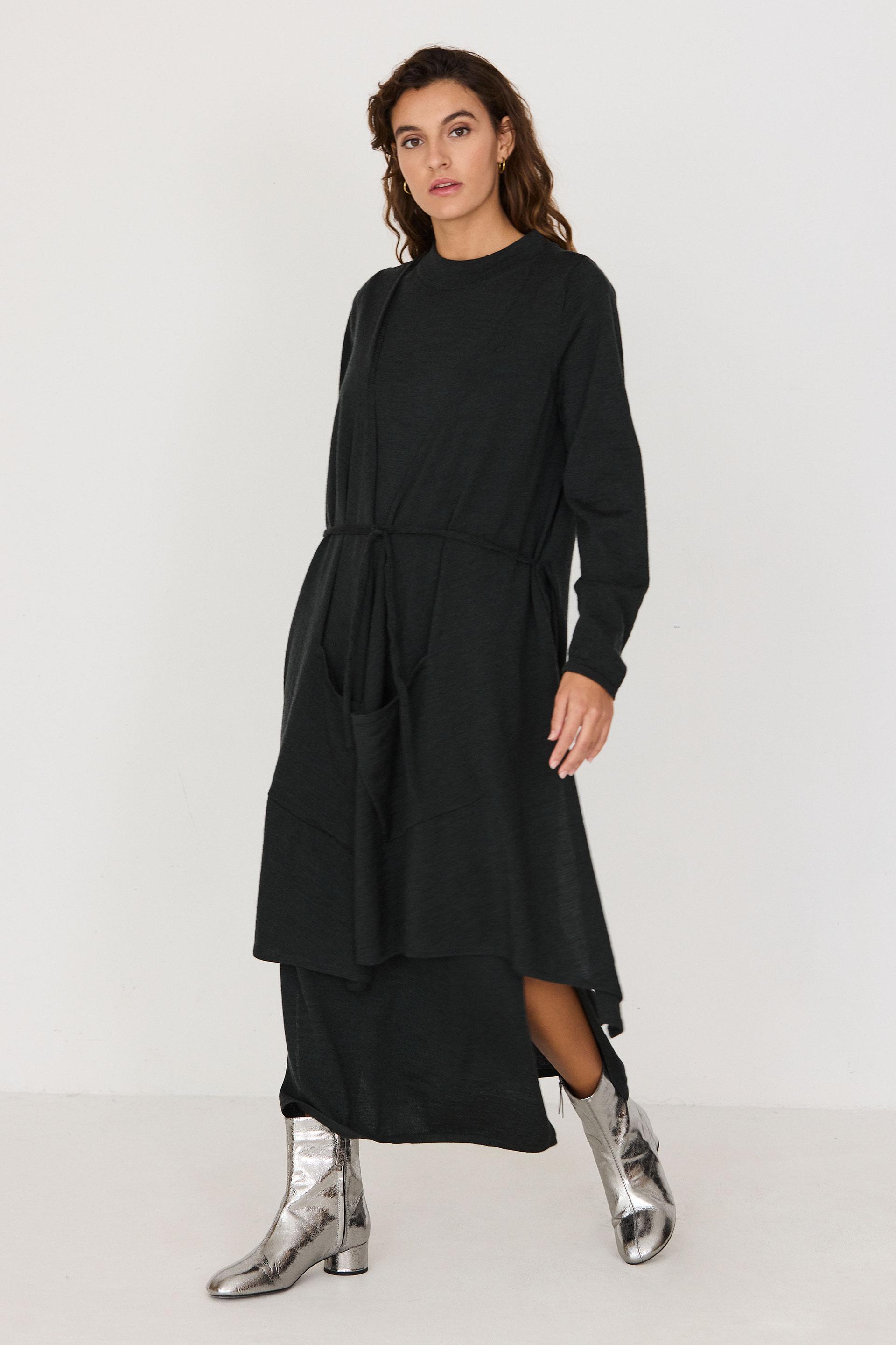 SKFK Agate Dress Dark Green Damen Maxi Kleid Merino dunkelgrün